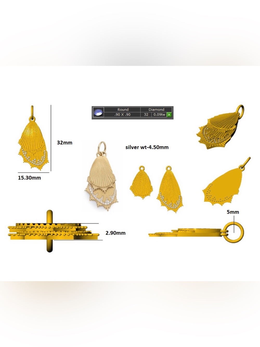Gold Plated Double Butterfly Wings Layered Pendant Charm